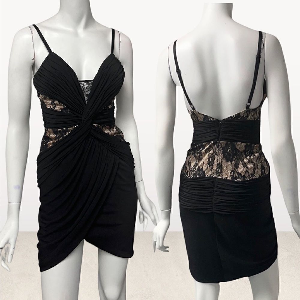 La Coquette Mandalay Black Lace & Nude Dress Size 4‎